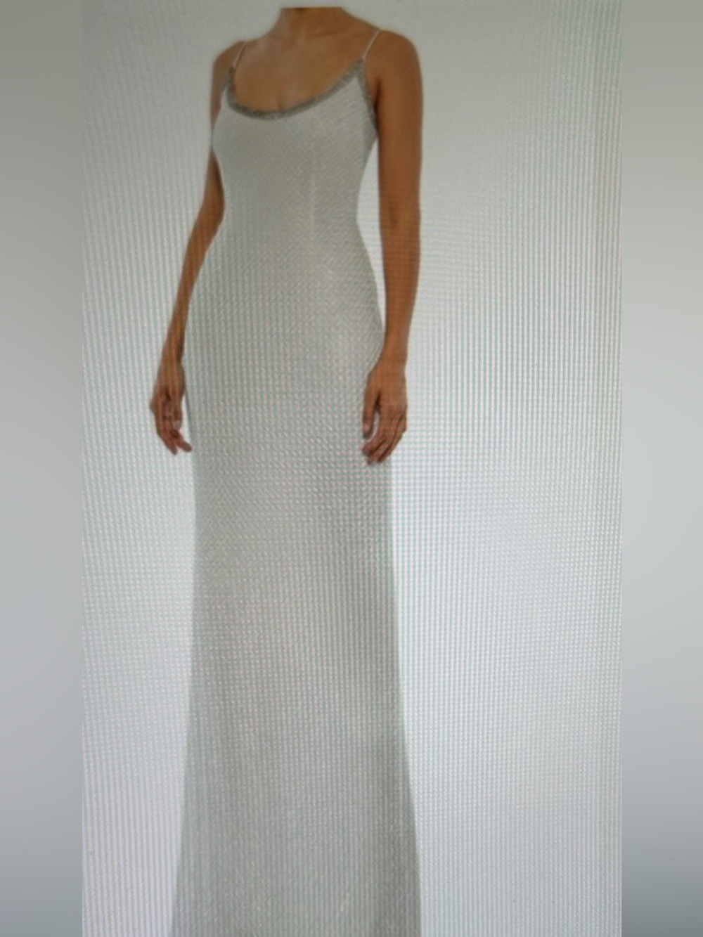 White & Silver Mac Duggal 93551 rhinestone and beaded gown, Size 10  NWT - Picture 2 of 9